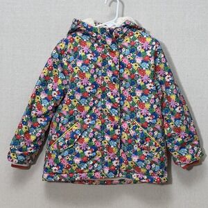 Mini Boden Kids Sherpa Lined Parka Jacket Coat Floral Size 5-6 years